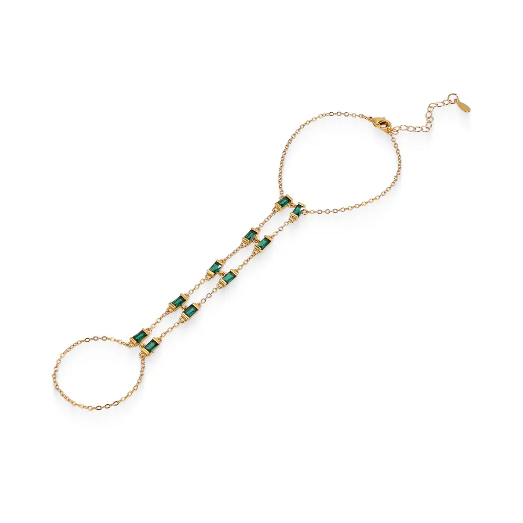 Bracelets	Emerald Handchain	Gold & Emerald Green 