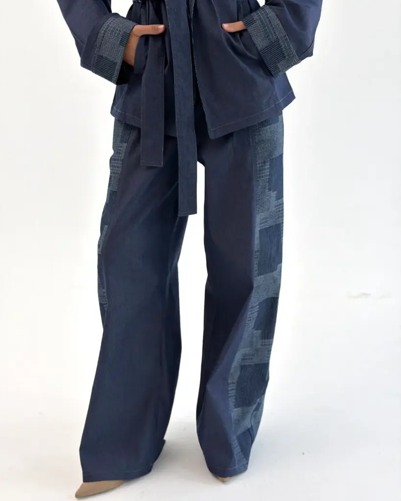 patchwork denim pants 