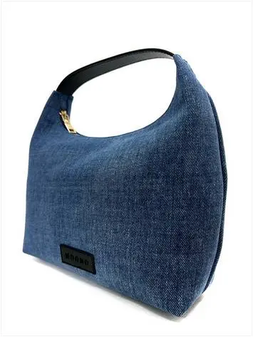 MOHALO-BD Halo Bag Denim bag with leather handle Blue denim 