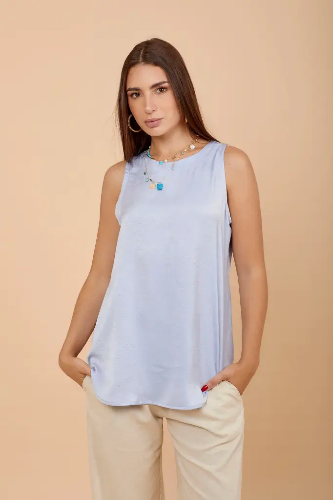 Baby blue airflow Sleeveless top SS-838-T233  (Medium)