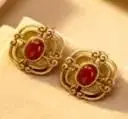 Heritage Earrings	Gold & Red 