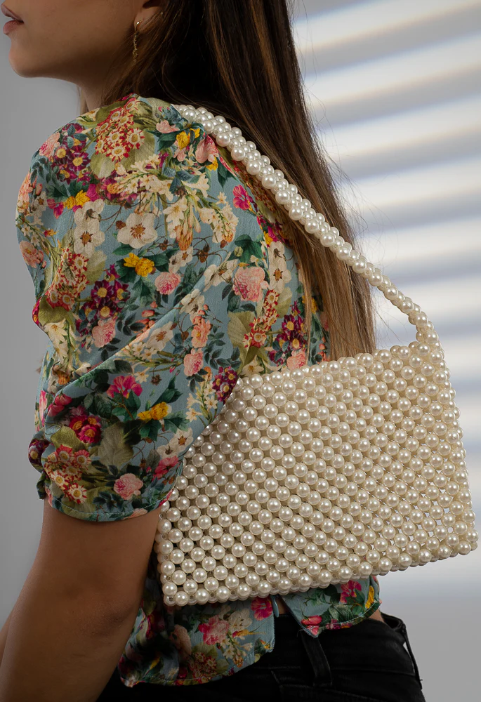 "Aura" Shoulder Bag	Ivory Pearl 